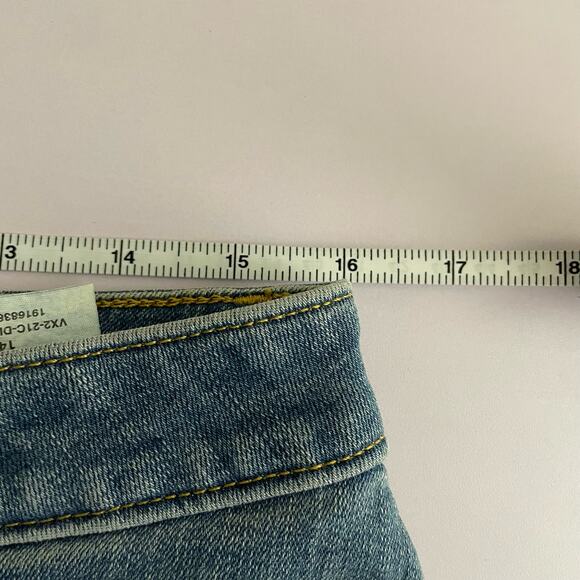 Wrangler “4” frayed short” denim cutoffs Jean raw hem stretch mid high rise - Picture 11 of 16